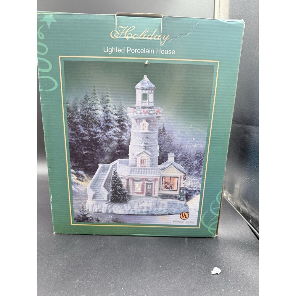 Lighted Porcelain Lighthouse Christmas Decoration